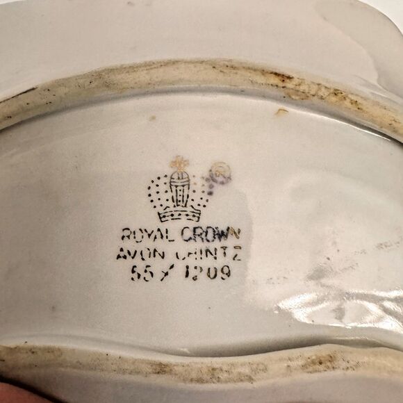 Royal Crown Avon Chintz Porcelain Dish – Crescent Shaped Made in England - Picture 5 of 6